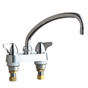 Chicago Faucets Commercial Grade Low Arch Kitchen Faucet with Lever Handles - 4" Faucet Centers Chrome