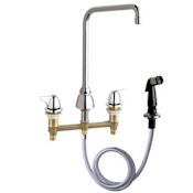 Chicago Faucets Commercial Grade High Arch Kitchen Faucet with Wing Handles and Side Spray - 8" Faucet Centers Chrome