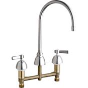 Chicago Faucets Commercial Grade High Arch Kitchen Faucet with Lever Handles - 8" Centers Chrome