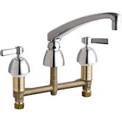 Chicago Faucets Commercial Grade Kitchen Faucet with Lever Handles - 8" Faucet Centers Chrome