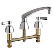 Chicago Faucets Commercial Grade Kitchen Faucet with Lever Handles - 8" Faucet Centers Chrome