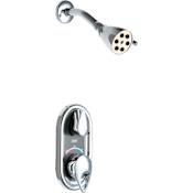 Chicago Faucets 2.5 GPM Shower Package with Tear-Drop Handles and Thermostatic Valve - Single Function Shower Head Chrome
