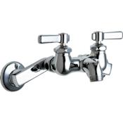 Chicago Faucets Wall Mounted Service Sink Faucet with Rigid Spout with Pail Hook and Metal Lever Handles Chrome
