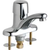 Chicago Faucets Single Supply Hot / Cold Water Basin Faucet with Self Closing Button Handle - 4" Centerset Installation Chrome