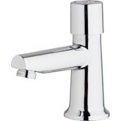 Chicago Faucets Single Supply Hot / Cold Water Basin Faucet with Self Closing Button Handle - Single Hole Installation Chrome