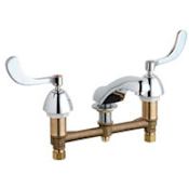 Chicago Faucets Widespread Bathroom Faucet with 8" Faucet Centers and Wrist Blade Handles Chrome