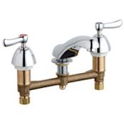 Chicago Faucets Widespread Bathroom Faucet with 8" Faucet Centers and Lever Handles - Drain Assembly Included Chrome