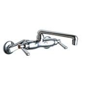 Chicago Faucets Wall Mounted Utility Faucet with Lever Handles and 6" Full-Flow Swing Spout Chrome