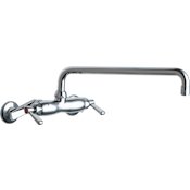 Chicago Faucets Wall Mounted Utility Faucet with Lever Handles and 15" Full-Flow Swing Spout Chrome