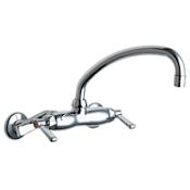 Chicago Faucets Wall Mounted Utility Faucet with Lever Handles and 8" Full-Flow Swing Spout Chrome