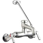 Chicago Faucets Wall Mounted Hot and Cold Water Service Faucet with Brace Rod Rough Chrome