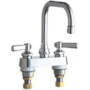 Chicago Faucets Commercial Grade Centerset Laundry / Service Faucet with Lever Handles - 4" Faucet Centers Chrome