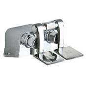 Chicago Faucets Combination Pedal Box with Two Short Pedals and NAIAD Self Closing Cartridges Rough Chrome