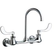 Chicago Faucets Wall Mounted Utility / Service Faucet with Wrist Blade Handles - Commercial Grade Chrome