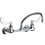 Chicago Faucets Wall Mounted Utility / Service Faucet with Wrist Blade Handles - Commercial Grade Chrome