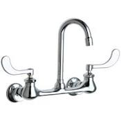 Chicago Faucets Wall Mounted Utility / Service Faucet with Wrist Blade Handles - Commercial Grade Chrome