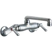 Chicago Faucets Wall Mounted Service Sink Faucet with Cast Swing Spout and Metal Lever Handles Rough Chrome