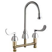 Chicago Faucets Commercial Grade High Arch Kitchen Faucet with Wrist Blade Handles - 8" Faucet Centers (Eco-Friendly Flow Rate) Chrome