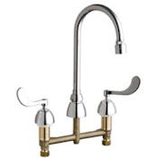 Chicago Faucets Commercial Grade High Arch Kitchen Faucet with Wrist Blade Handles - 8" Faucet Centers Chrome