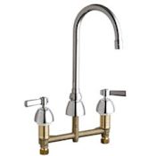 Chicago Faucets Commercial Grade High Arch Kitchen Faucet with Lever Handles - 8" Faucet Centers Chrome