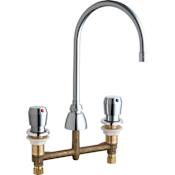 Chicago Faucets Commercial Grade High Arch Kitchen Faucet with Knob Handles - 8" Faucet Centers Chrome