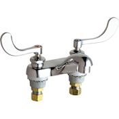 Chicago Faucets Centerset Bathroom Faucet with 4" Faucet Centers and Wrist Blade Handles Chrome