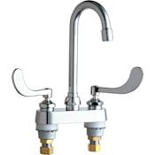 Chicago Faucets Commercial Grade Centerset Bathroom Faucet with Wrist Blade Handles - 4" Faucet Centers Chrome