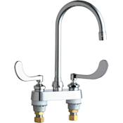 Chicago Faucets Commercial Grade Centerset Kitchen Faucet with Wrist Blade Handles - 4" Faucet Centers Chrome