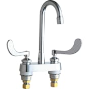 Chicago Faucets Commercial Grade Centerset Bathroom Faucet with Wrist Blade Handles - 4" Faucet Centers Chrome