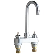 Chicago Faucets Commercial Grade Centerset Bathroom Faucet with High Arch Spout - Less Handles Chrome