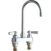 Chicago Faucets Commercial Grade Centerset Kitchen Faucet with Lever Handles - 4" Faucet Centers Chrome