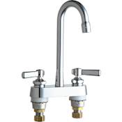 Chicago Faucets Commercial Grade Centerset Bathroom Faucet with High Arch Spout and Lever Handles Chrome