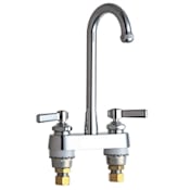 Chicago Faucets Commercial Grade Centerset Bathroom Faucet with High Arch Spout and Lever Handles Chrome