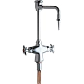 Chicago Faucets Single Hole Lab Faucet with Cross Handles and High Arch Vacuum Breaker Spout Chrome