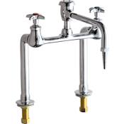 Chicago Faucets Bridge Style Lab Faucet with Cross Handles, Swinging Vacuum Breaker Spout and Risers Chrome