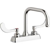 Chicago Faucets Commercial Grade Centerset Laundry / Service Faucet with Wrist Blade Handles - 4" Faucet Centers Chrome