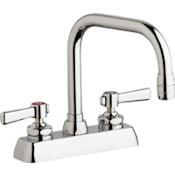 Chicago Faucets Commercial Grade Centerset Laundry / Service Faucet with Lever Handles - 4" Faucet Centers Chrome