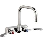 Chicago Faucets Commercial Grade Centerset Laundry / Service Faucet with Wrist Blade Handles - 4" Faucet Centers Chrome