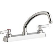 Chicago Faucets Commercial Grade Centerset Kitchen Faucet with Lever Handles - 8" Faucet Centers Chrome