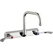 Chicago Faucets Commercial Grade Centerset Laundry / Service Faucet with Wrist Blade Handles - 8" Faucet Centers Chrome