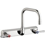 Chicago Faucets Commercial Grade Centerset Laundry / Service Faucet with Lever Handles - 8" Faucet Centers Chrome