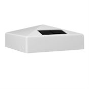 Classy Caps Pyramid 4-3/8" Wide LED Solar Post Cap Light that fits 4" x 4" Post White