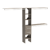 ClosetMaid SuiteSymphony 6 to 9 Foot Wide Closet Organizer Tower System with 2 Modern Style Drawers Graphite Grey