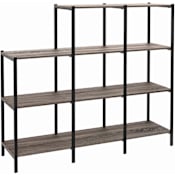 ClosetMaid 4 Tier 45-3/4"W x 40"H Mixed Material Multi Level Decor Display Book Case Bookshelf Weathered Gray