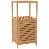 ClosetMaid Bamboo 14" Wide Freestanding Storage Accent Cabinet End Table with Tiered Shelving with Ventilated Slats Brown