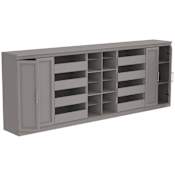 ClosetMaid Modular 107" Wide Storage Cabinet Entertainment Center TV Console Stand with 8 Drawers and Concealed Shelves Smoky Taupe