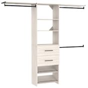 ClosetMaid SuiteSymphony 5 to 10 Foot Wide Closet System with 3 Rods, 2 Drawers, 2 Shoe Shelves, 2 Top Shelves White Timber