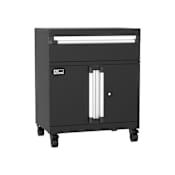 ClosetMaid ProGarage 27" Wide x 33" Tall Steel 2 Door and Single Drawer Locking Garage Storage Cabinet with Wheels and Self Close Doors and Drawer Black