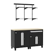 ClosetMaid ProGarage 4 Piece Steel Garage Workshop Storage Cabinet and Heavy Duty Shelf System Black