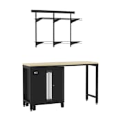 ClosetMaid ProGarage 3 Piece Steel Garage Storage Organizer Cabinet and Heavy Duty Shelf System Black